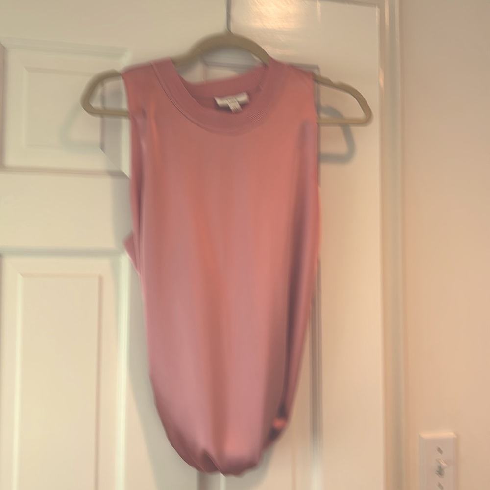 Vince Pink Sleeveless Satin Tank Top
